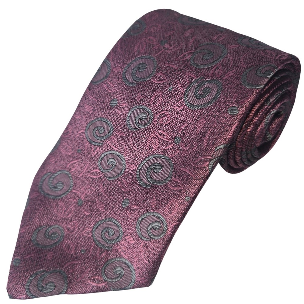 Damani Tie Dark Purple Pink with Gray Swirls 54" x 3.5" Vintage